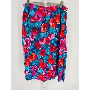 Spare Change Women's Multicolor Floral Elastic Waist Rayon Casual Skirt Size M